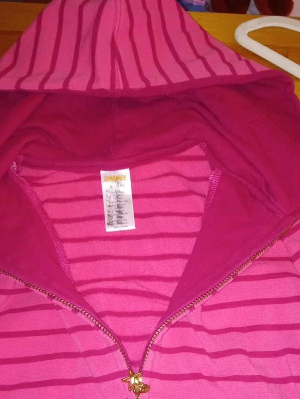 Kids Pink Striped Hooded Zip-Up Jacket